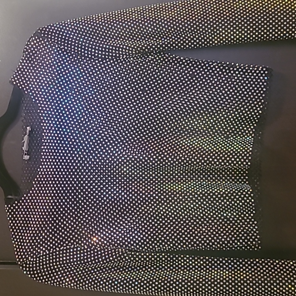 Zara Black and Silver Long Sleeve Crop Top